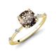 3 - Nuria 2.36 ctw Cushion Shape Smoky Quartz (8.00 mm) accented Natural Diamonds Engagement Ring 