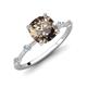 3 - Nuria 2.36 ctw Cushion Shape Smoky Quartz (8.00 mm) accented Natural Diamonds Engagement Ring 