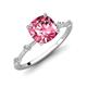 3 - Nuria 2.11 ctw Cushion Shape Pink Tourmaline (8.00 mm) accented Natural Diamonds Engagement Ring 