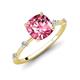 3 - Nuria 2.11 ctw Cushion Shape Pink Tourmaline (8.00 mm) accented Natural Diamonds Engagement Ring 