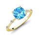 3 - Nuria 1.91 ctw Cushion Shape Blue Topaz (7.00 mm) accented Natural Diamonds Engagement Ring 