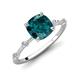 3 - Nuria 1.86 ctw Cushion Shape London Blue Topaz (7.00 mm) accented Natural Diamonds Engagement Ring 