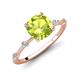 3 - Nuria 1.56 ctw Cushion Shape Peridot (7.00 mm) accented Natural Diamonds Engagement Ring 