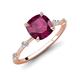 3 - Nuria 2.11 ctw Cushion Shape Rhodolite Garnet (7.00 mm) accented Natural Diamonds Engagement Ring 