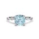 1 - Nuria 1.61 ctw Cushion Shape Aquamarine (7.00 mm) accented Natural Diamonds Engagement Ring 