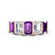 1 - Brianna 3.20 ctw Emerald Shape Amethyst and Lab Grown Diamonds (6x4 mm) Five Stone Wedding Band 