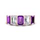1 - Brianna 3.20 ctw Emerald Shape Amethyst and Lab Grown Diamonds (6x4 mm) Five Stone Wedding Band 