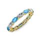 4 - Madison 5x3 mm Oval Forever Brilliant Moissanite and Blue Topaz Eternity Band 