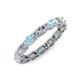 4 - Madison 5x3 mm Oval Forever One Moissanite and Aquamarine Eternity Band 