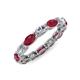 4 - Madison 5x3 mm Oval Forever One Moissanite and Ruby Eternity Band 