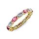 4 - Madison 5x3 mm Oval Forever Brilliant Moissanite and Pink Tourmaline Eternity Band 