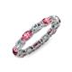 4 - Madison 5x3 mm Oval Forever One Moissanite and Pink Tourmaline Eternity Band 