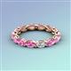 4 - Madison 5x3 mm Oval Lab Grown Diamond and Pink Sapphire Eternity Band 