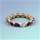 4 - Madison 5x3 mm Oval Lab Grown Diamond and Rhodolite Garnet Eternity Band 