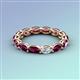4 - Madison 5x3 mm Oval Lab Grown Diamond and Rhodolite Garnet Eternity Band 