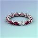 4 - Madison 5x3 mm Oval Lab Grown Diamond and Rhodolite Garnet Eternity Band 