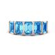 1 - Brianna 3.50 ctw Emerald Shape Blue Topaz (6X4 mm) Five Stone Wedding Band 
