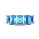 1 - Brianna 3.50 ctw Emerald Shape Blue Topaz (6X4 mm) Five Stone Wedding Band 