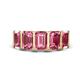 1 - Brianna 3.00 ctw Emerald Shape Pink Tourmaline (6X4 mm) Five Stone Wedding Band 
