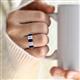 2 - Brianna 3.50 ctw Emerald Shape Blue Sapphire and Lab Grown Diamonds (6x4 mm) Five Stone Wedding Band 