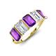 3 - Brianna 3.20 ctw Emerald Shape Amethyst and Lab Grown Diamonds (6x4 mm) Five Stone Wedding Band 