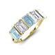 3 - Brianna 2.90 ctw Emerald Shape Aquamarine and Lab Grown Diamonds (6x4 mm) Five Stone Wedding Band 