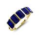 3 - Brianna 3.50 ctw Emerald Shape Blue Sapphire (6X4 mm) Five Stone Wedding Band 