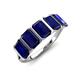 3 - Brianna 3.50 ctw Emerald Shape Blue Sapphire (6X4 mm) Five Stone Wedding Band 