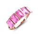 3 - Brianna 3.00 ctw Emerald Shape Pink Sapphire (6X4 mm) Five Stone Wedding Band 