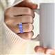 2 - Brianna 3.00 ctw Emerald Shape Tanzanite (6X4 mm) Five Stone Wedding Band 