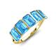 3 - Brianna 3.50 ctw Emerald Shape Blue Topaz (6X4 mm) Five Stone Wedding Band 