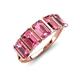 3 - Brianna 3.00 ctw Emerald Shape Pink Tourmaline (6X4 mm) Five Stone Wedding Band 