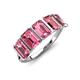 3 - Brianna 3.00 ctw Emerald Shape Pink Tourmaline (6X4 mm) Five Stone Wedding Band 