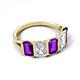 5 - Brianna 3.20 ctw Emerald Shape Amethyst and Lab Grown Diamonds (6x4 mm) Five Stone Wedding Band 