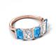 5 - Brianna 3.50 ctw Emerald Shape Blue Topaz and Lab Grown Diamonds (6x4 mm) Five Stone Wedding Band 