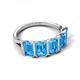5 - Brianna 3.50 ctw Emerald Shape Blue Topaz (6X4 mm) Five Stone Wedding Band 