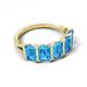 5 - Brianna 3.50 ctw Emerald Shape Blue Topaz (6X4 mm) Five Stone Wedding Band 