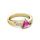 3 - Medora 1.54 ctw Trillion shape Created Pink Sapphire (7.00 mm) accented Natural Diamonds Engagement Ring 