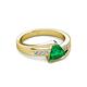 3 - Medora 1.04 ctw Trillion shape Created Emerald (7.00 mm) accented Natural Diamonds Engagement Ring 