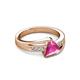 3 - Medora 1.54 ctw Trillion shape Created Pink Sapphire (7.00 mm) accented Natural Diamonds Engagement Ring 