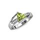 4 - Medora 1.39 ctw Trillion shape Peridot (7.00 mm) accented Natural Diamonds Engagement Ring 