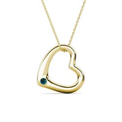 Valentina Blue Diamond Open Floating Heart Women Pendant Necklace Round Brilliant Blue Diamond Open Floating Heart Women Pendant Necklace in K Yellow Gold