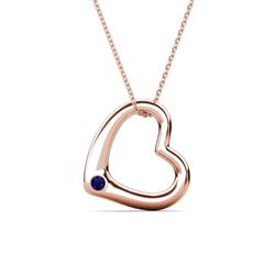 Valentina Blue Sapphire Open Floating Heart Women Pendant Necklace Round Blue Sapphire Open Floating Heart Women Pendant Necklace in K Rose Gold