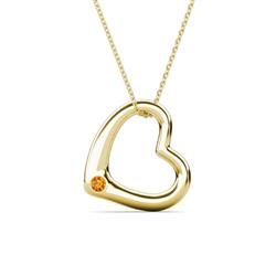 Valentina Citrine Open Floating Heart Women Pendant Necklace Round Citrine Open Floating Heart Women Pendant Necklace in K Yellow Gold