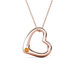 Valentina Citrine Open Floating Heart Women Pendant Necklace Round Citrine Open Floating Heart Women Pendant Necklace in K Rose Gold