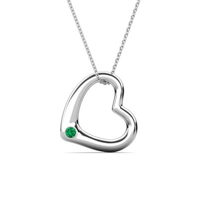 Valentina Emerald Open Floating Heart Women Pendant Necklace