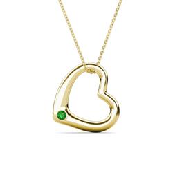 Valentina Green Garnet Open Floating Heart Women Pendant Necklace Round Green Garnet Open Floating Heart Women Pendant Necklace in K Yellow Gold