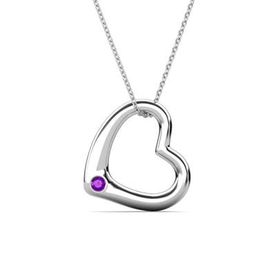 Valentina Amethyst Open Floating Heart Women Pendant Necklace