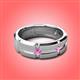 3 - Adam 7.50 mm Kite Set Evenly Spaced Princess Cut Natural Pink Sapphire Mens Wedding band 