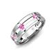 5 - Adam 7.50 mm Kite Set Evenly Spaced Princess Cut Natural Pink Sapphire Mens Wedding band 
